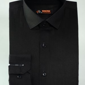 Cut Range Black Slim Fit Formal Dress Shirt For Men AFS-1002