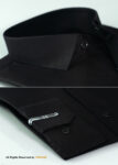 Cut Range Black Slim Fit Formal Dress Shirt For Men AFS-1002