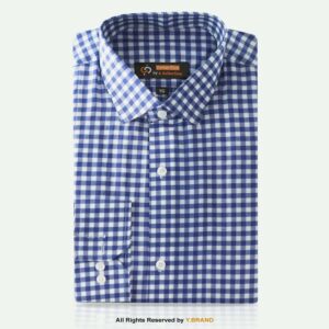 Cut Range Blue check Slim Fit Formal Dress Shirt For Men AFS-1007