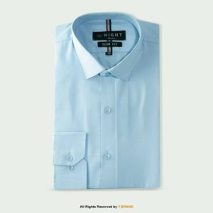 Cut Range Sky Blue self-textured Slim Fit Formal Dress Shirt For Men AFS-1010