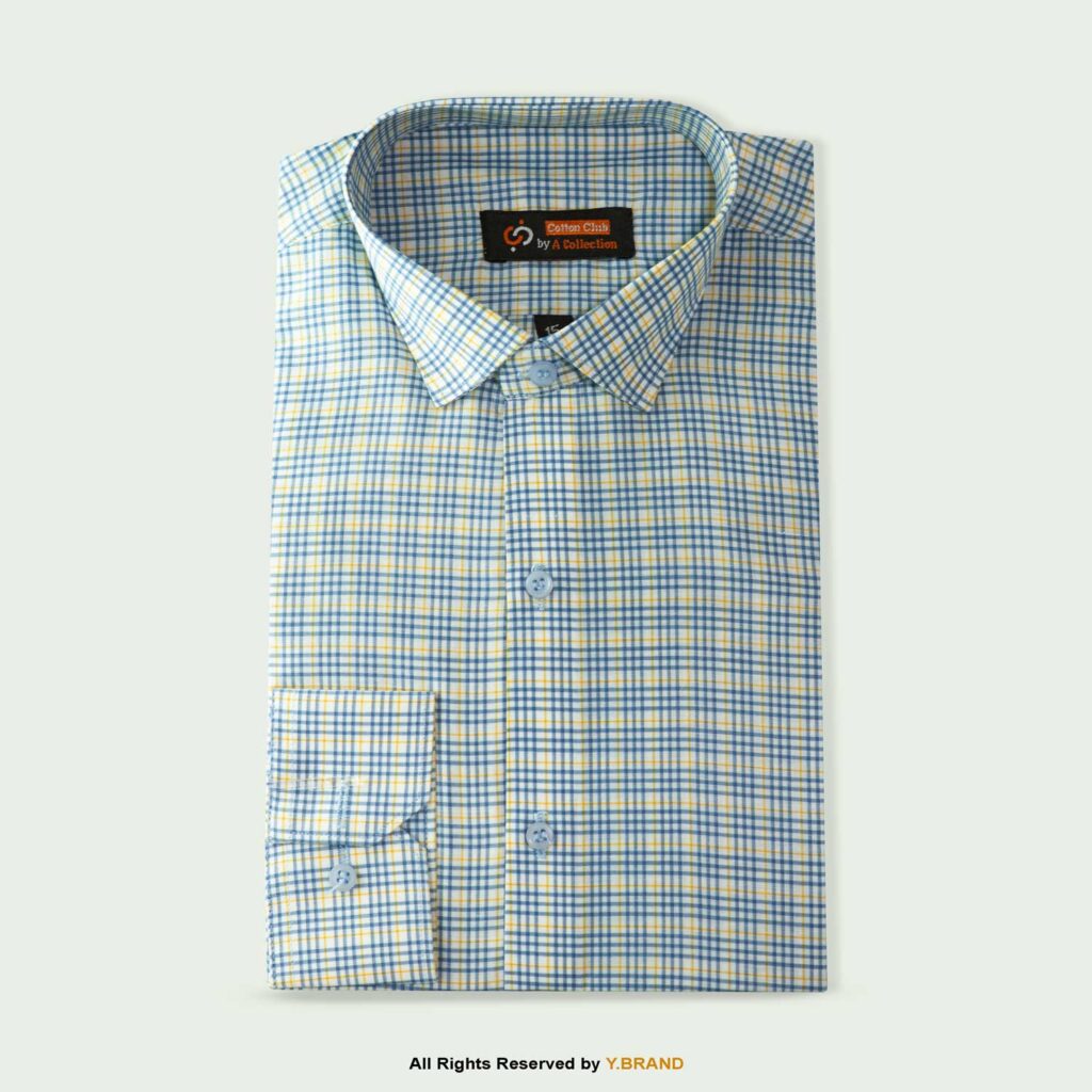 Cut Range Blue check Slim Fit Formal Dress Shirt