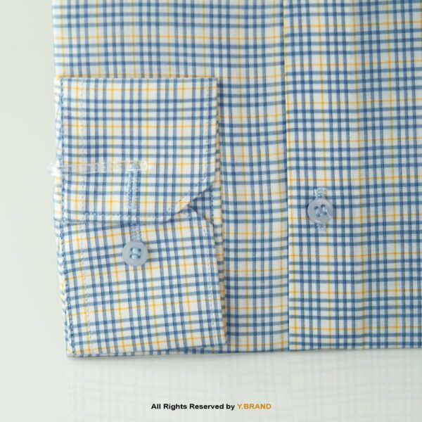 Cut Range Blue check Slim Fit Formal Dress Shirt For Men AFS-1011