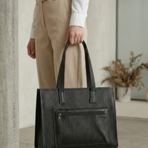 Pleated Leather Tote Bag For Ladies AB-1004