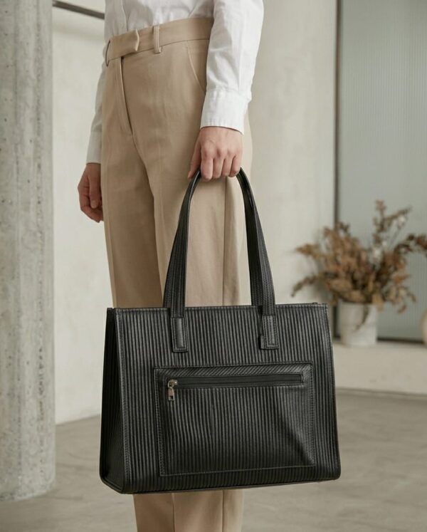 Pleated Leather Tote Bag For Ladies AB-1004