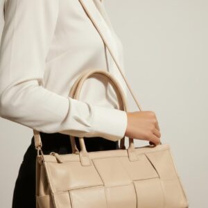 Beige Woven handmade Bag For Women AB-1006