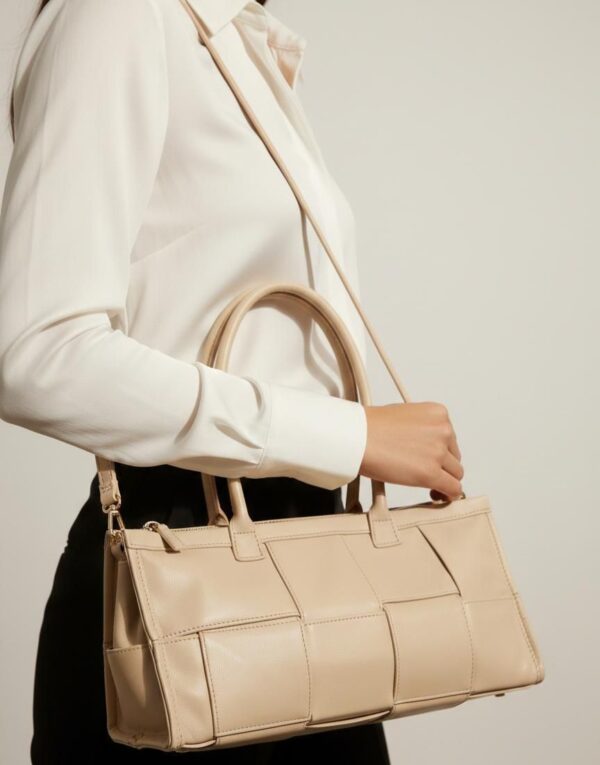 Beige Woven handmade Bag For Women AB-1006