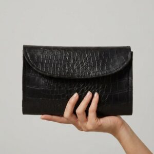 Black Leather clutch pouch For Ladies AB-1009