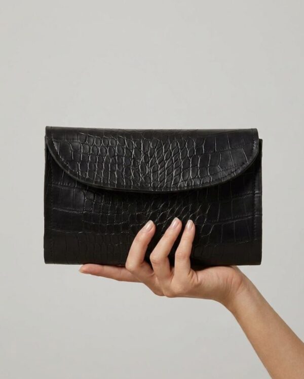 Black Leather clutch pouch For Ladies AB-1009