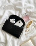 Black Leather clutch pouch For Ladies AB-1009